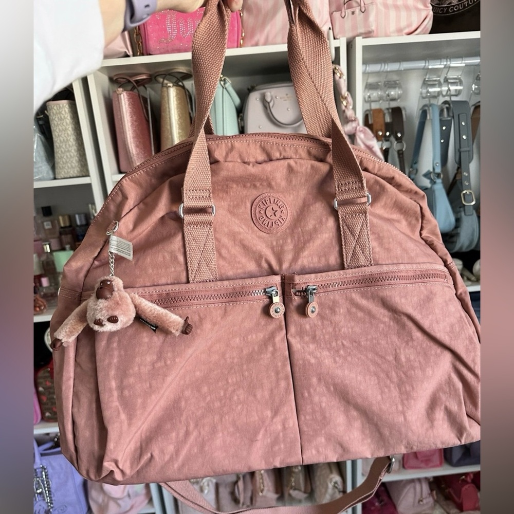 Kipling Dusty Pink Travel Bag with Monkey Keychain